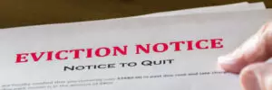 Official legal eviction order or notice to renter or tenant of home